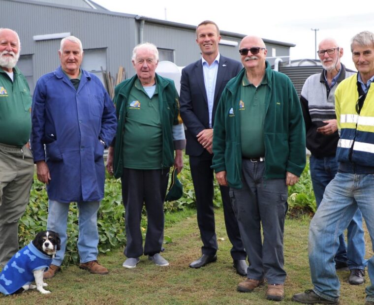 Men from Morpeth Mens Shed who will benefit from the grants