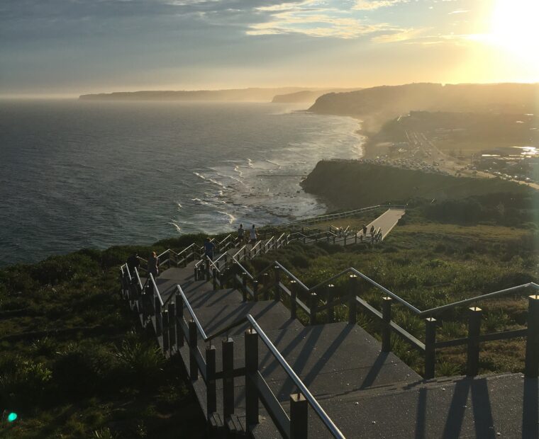 Newcastle Memorial Walk Steps Sunset