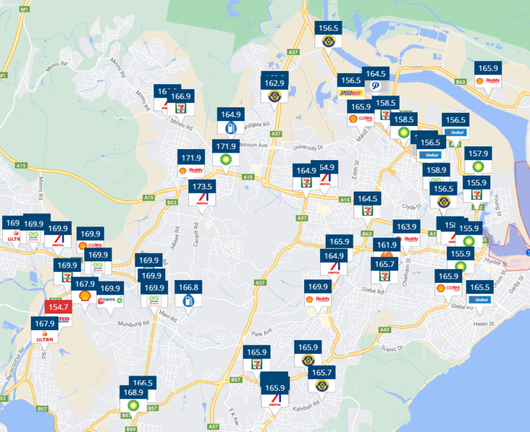 Newcastle fuel prices on 16/9/2024