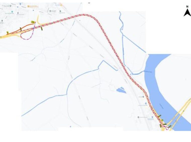 Map of the changed traffic conditions on the New England Highway at Tarro between 23-9-2024 and 27-9-2024