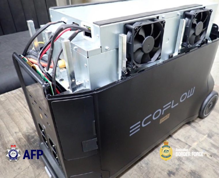 Image of Ecoflow lithium battery which concealed a meth import.