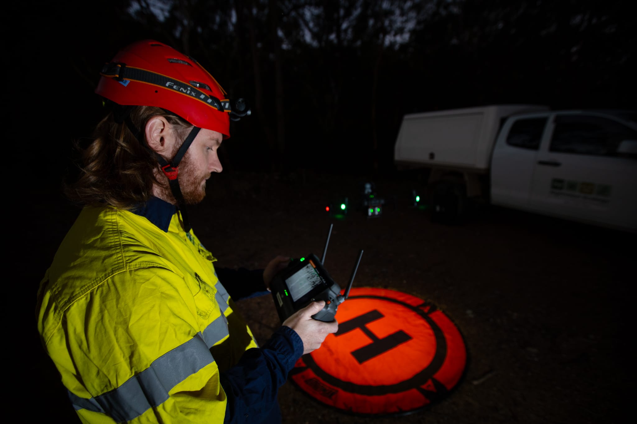 28998_Stephen Mahony operates the drone at Awaba
