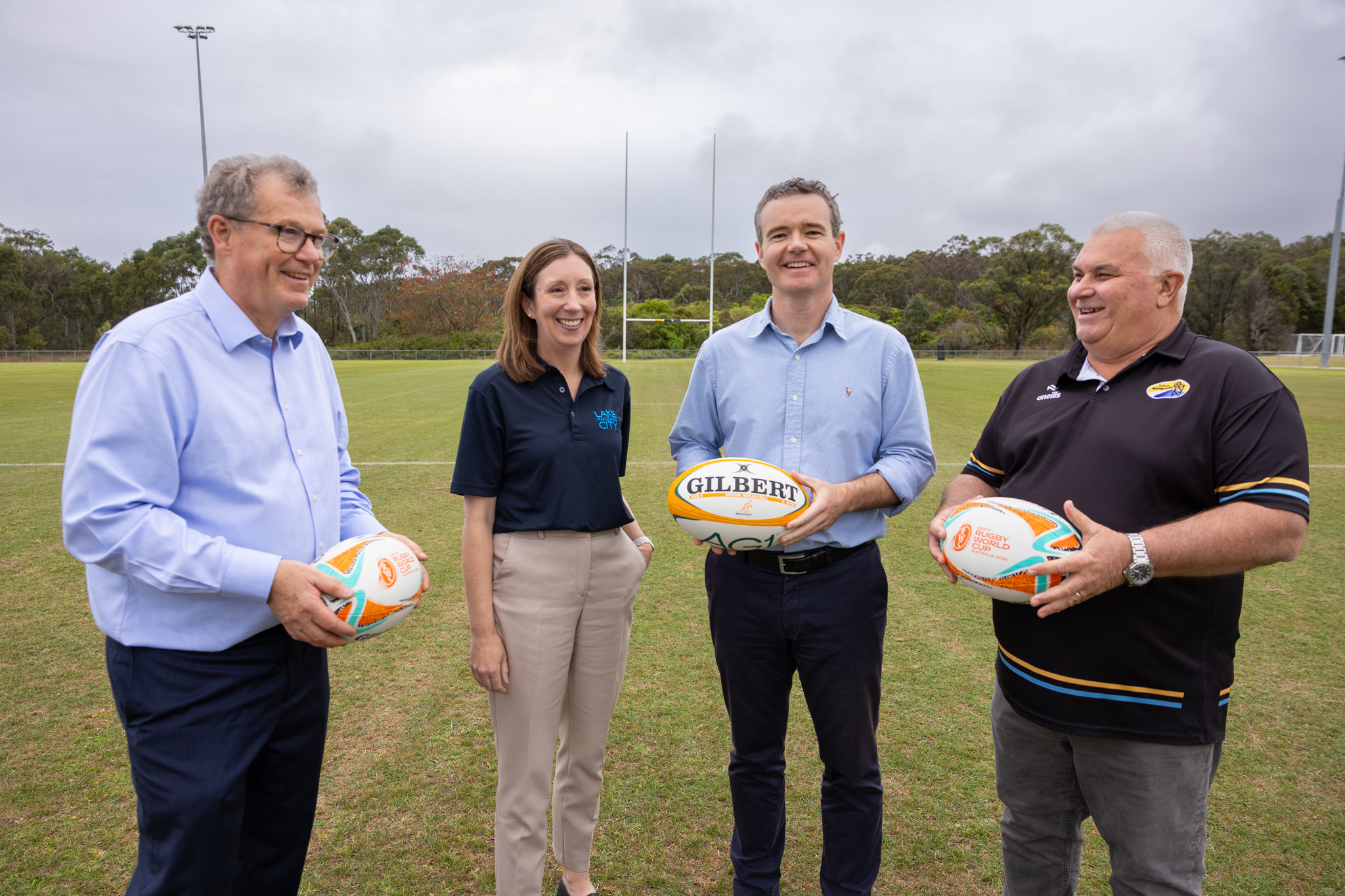 31760_LMCC CEO David Hughes, Director Service Delivery Helen Plummer, Mayor Adam Shultz and SBRFC President Wayne Goodchild at Ernie Calland Fields