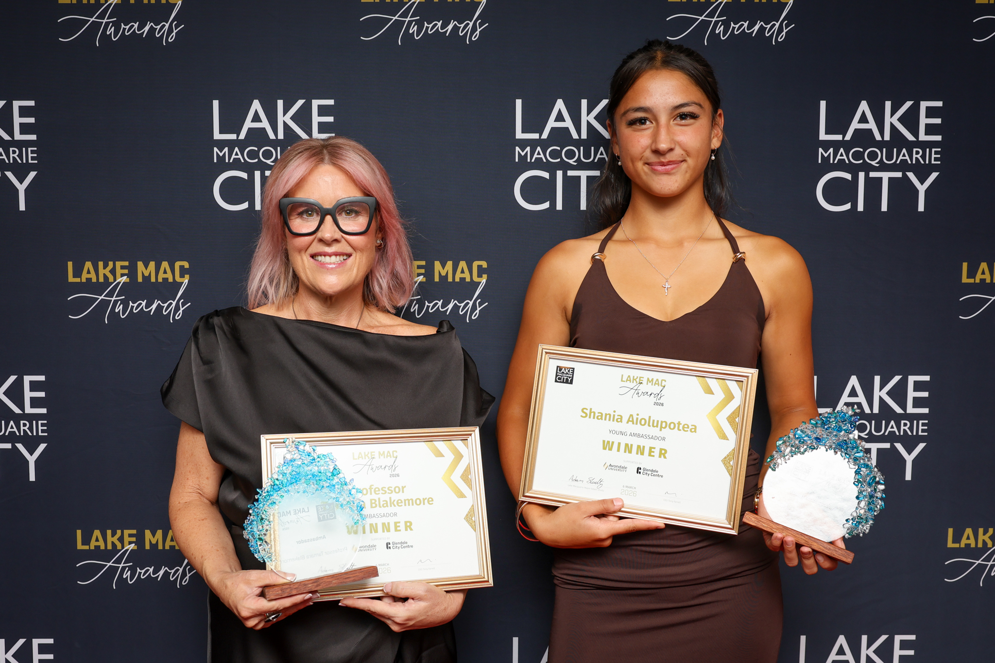 32310_Lake Mac Ambassador Tamara Blakemore and Young Ambassador Shania Aiolupotea at the 2026 awards night
