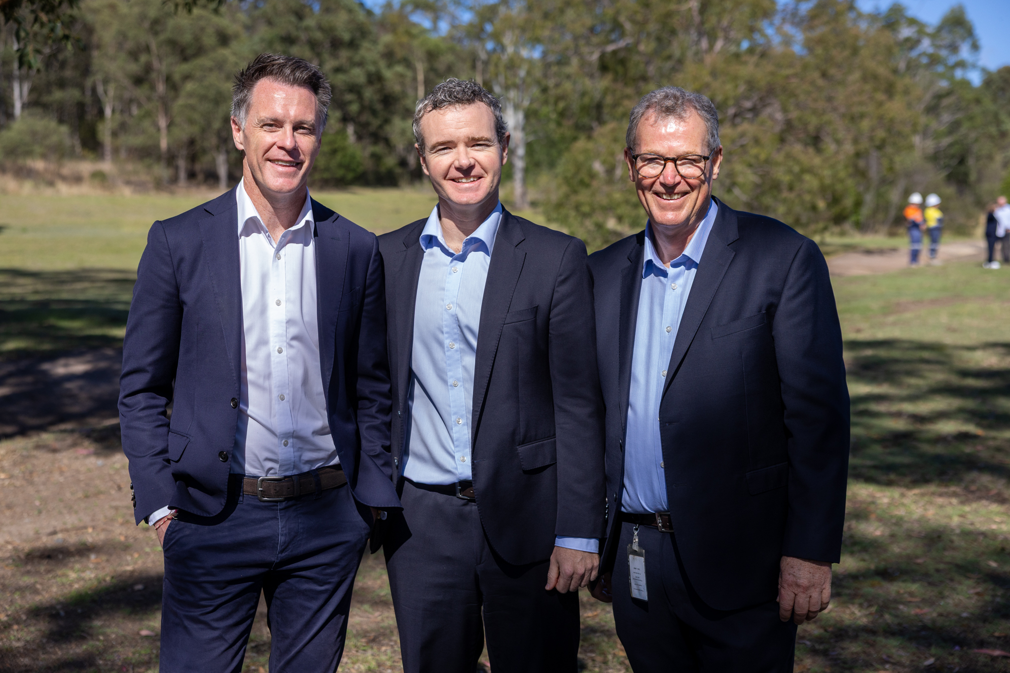 32868_Premier Chris Minns with Lake Macquarie Mayor Adam Shultz and Council CEO David Hughes at the announcement