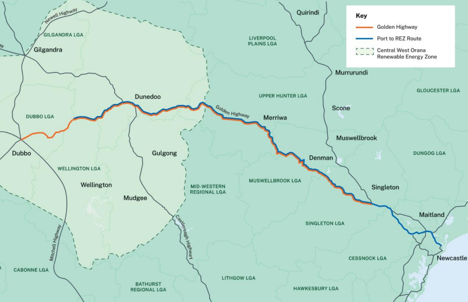 newcastle-to-dubbo-map